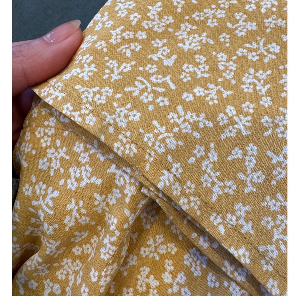 NWT Whimsy + Row Ella Dress Mustard Yellow Floral V-Neck Cutout Back Midi XS - Picture 11 of 12